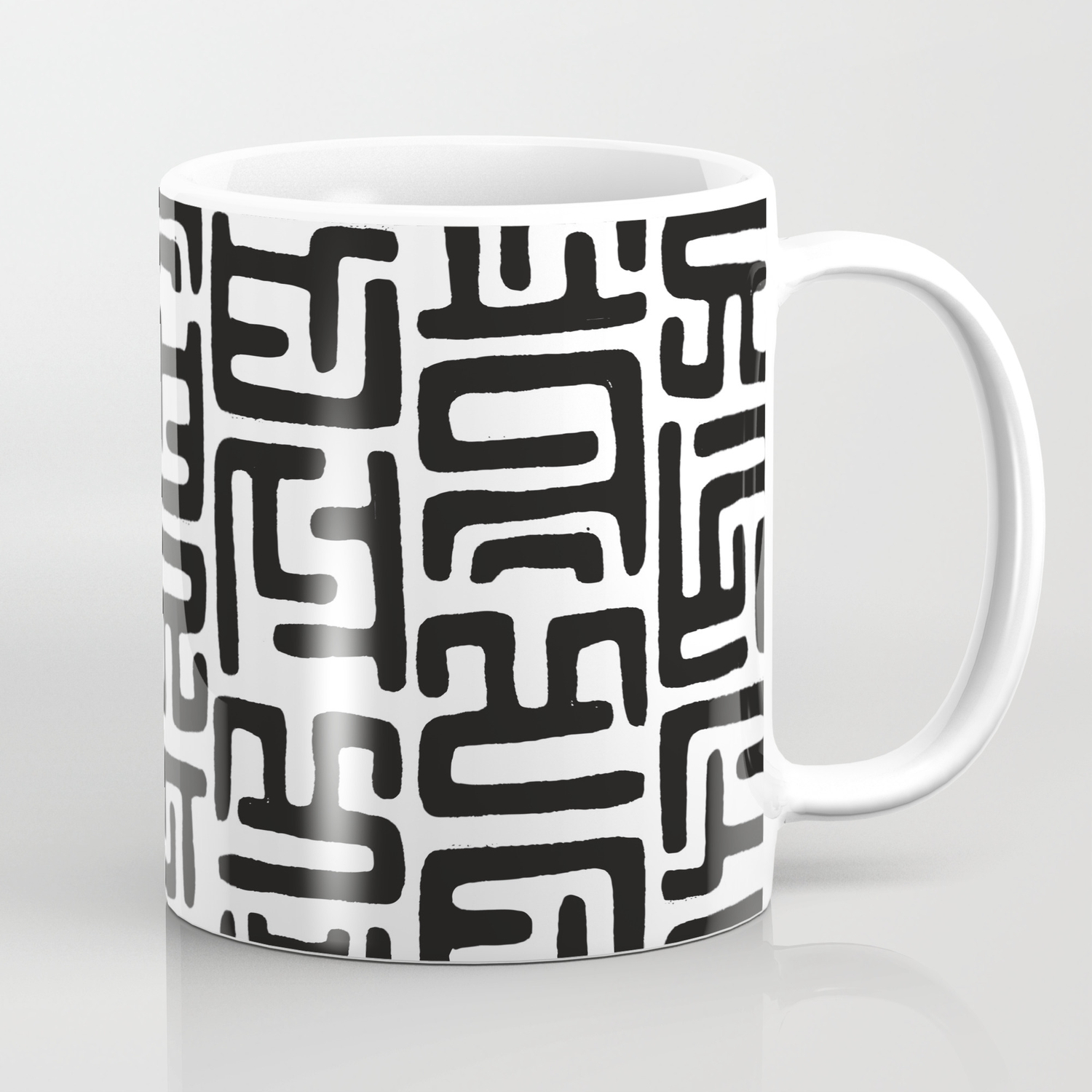 Black And White African Abstract Shapes Coffee Mug By