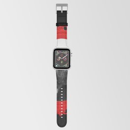 Black pug red Frame black and white pattern stripes Apple Watch Band