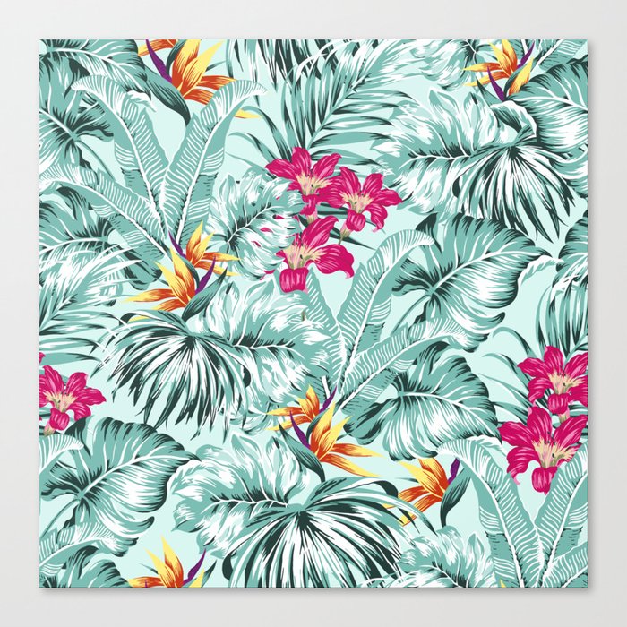Bird Of Paradise Greenery Aloha Hawaiian Prints Tropical Leaves Floral Pattern Canvas Print By Sharon Mau Society6
