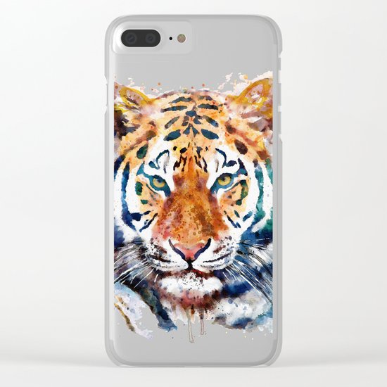 Tiger Head watercolor Clear iPhone Case