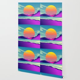 Blissful Sunset Retrowave Wallpaper