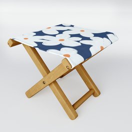 Eclectic Chamomile Wildflowers on Dark Blue Folding Stool