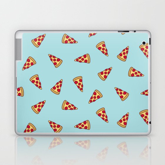 Pizza Slice Pattern (light aqua blue) Laptop & iPad Skin