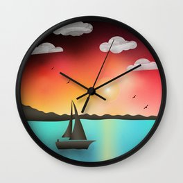 Sunset Over the Ocean Wall Clock