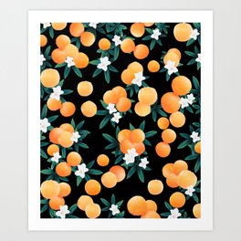 Orange Twist Flower Night Vibes #1 #tropical #fruit #decor #art #society6 Art Print