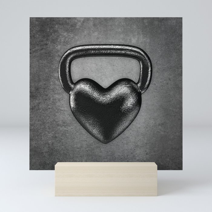 Kettlebell heart / 3D render of heavy heart shaped kettlebell Mini Art Print