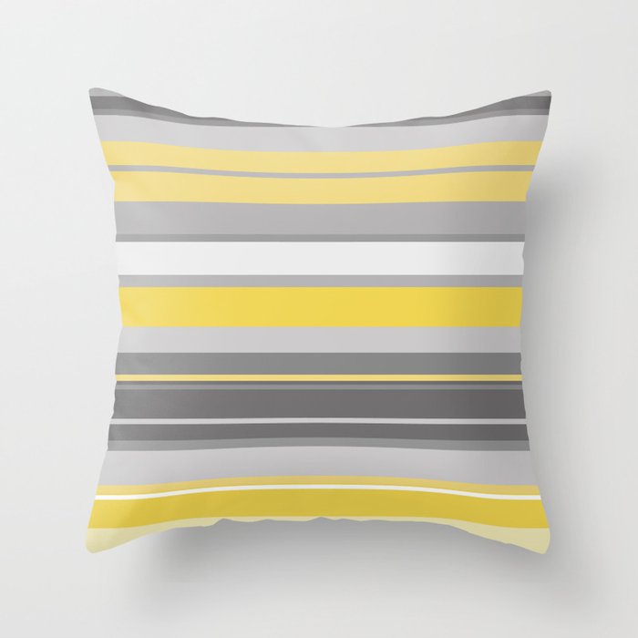 yellow and grey horizontal Throw Pillow