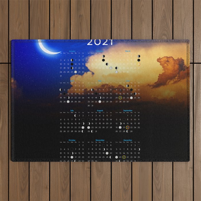 Moon Calendar 2021 (Moon phases 2021) - #3 Outdoor Rug