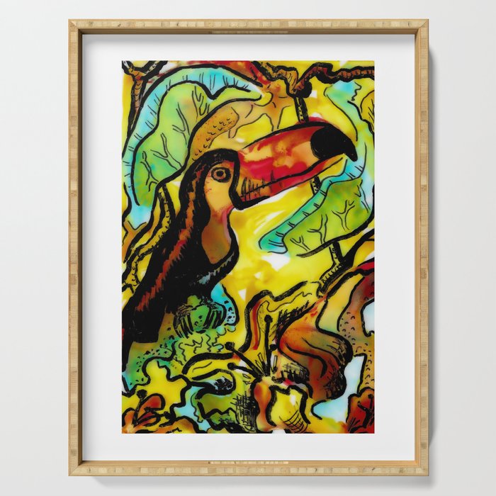 Toucan Jungle Sunrise Watercolor  Serving Tray