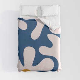 Abstract Flowers Blue White Duvet Cover