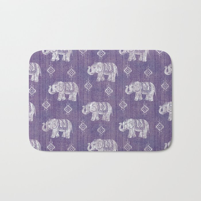 Elephants on Linen - Amethyst Bath Mat