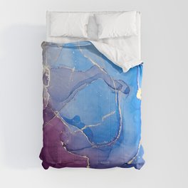 Cornflower Blue + Deep Magenta Abstract Haze Comforter