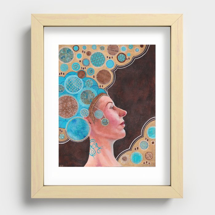 Queen in Gold and Teal Recessed Framed Print