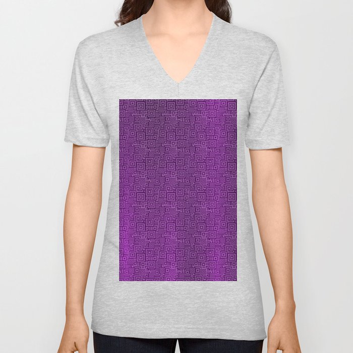 Purple Silk Metallic Abstract Modern Collection V Neck T Shirt