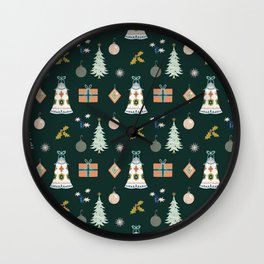 Christmas Holly Deep Forest Wall Clock