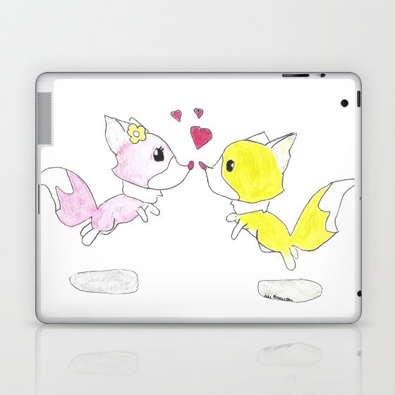 Eskimo Kisses Two Cute Foxes Reunited Laptop & iPad Skin