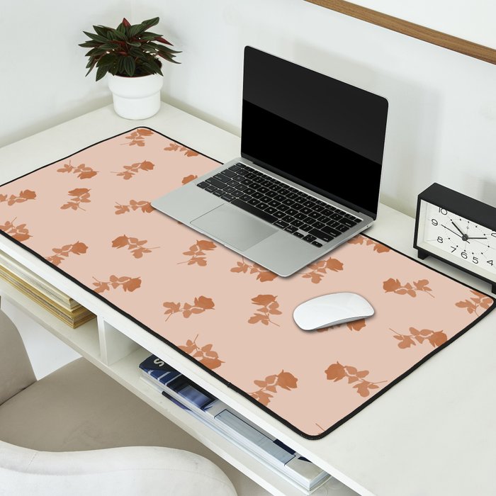 Desk Mat Monochrome cute dusty pink roses pattern by ARTbyJWP | society6.com