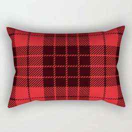 Red and Black Square Pattern Rectangular Pillow