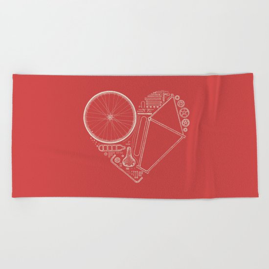 Love Bike (On Red) Beach Towel