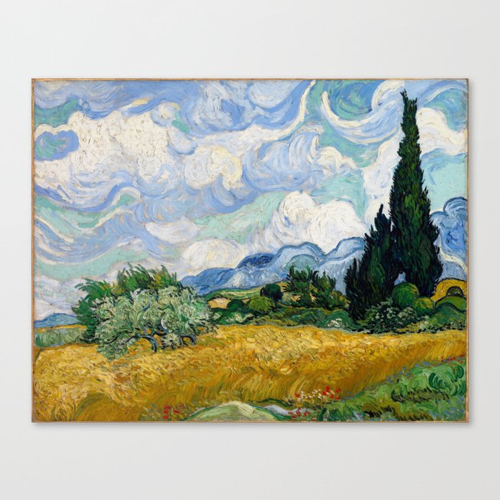 Wheat Field with Cypresses Canvas Print