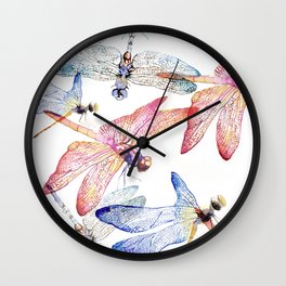 Dragonfly Pack Pink and Blue Wall Clock
