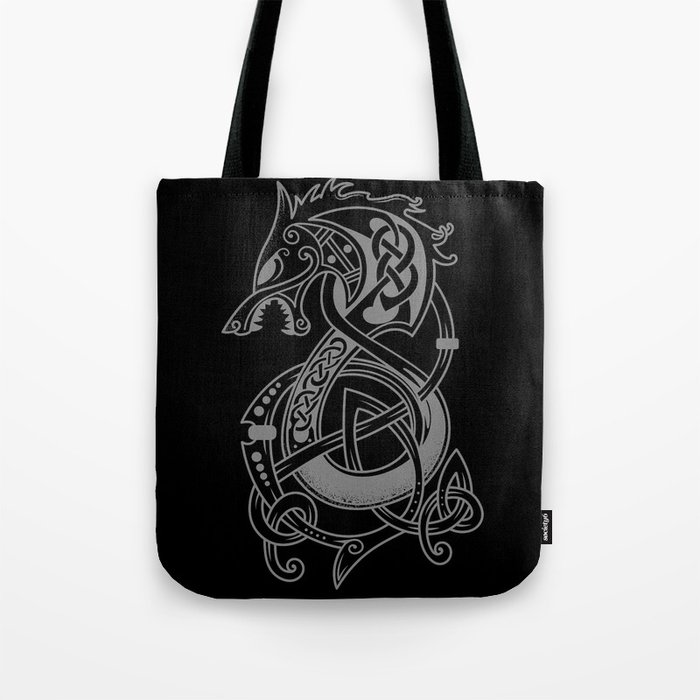 The Viking Wolf Fenrir (Silver) Tote Bag