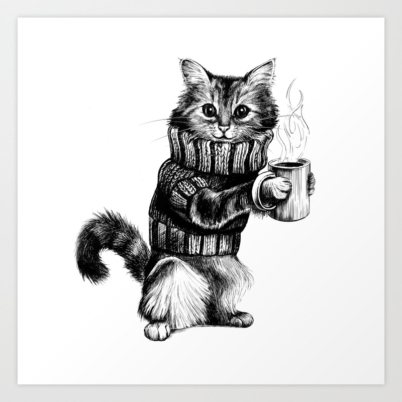 Cat In A Sweater Art Print By Olakholkina Society6