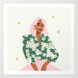 Strike a Pose Pink and Green Palette Art Print