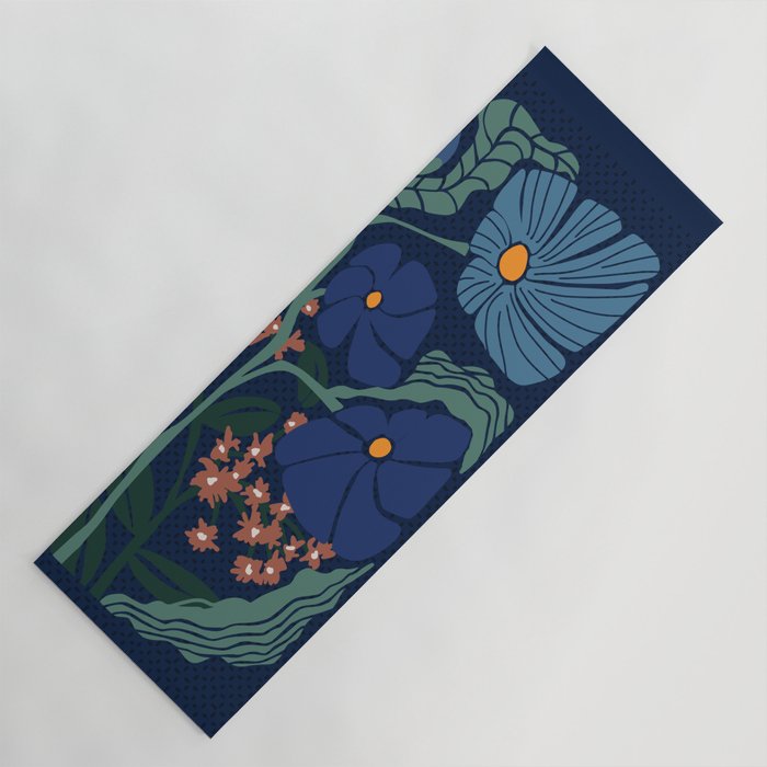 Klimt flower dark blue Yoga Mat