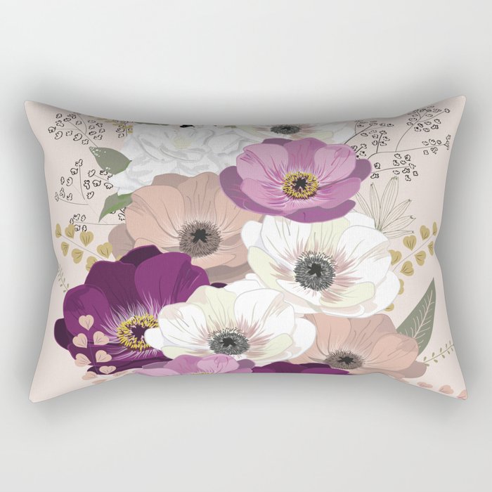 Anemones & Gardenia floral bouquet Rectangular Pillow