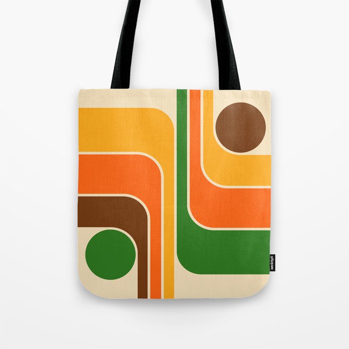 1970s Retro Vintage Style Geometric Design 743 Scandi Tote Bag