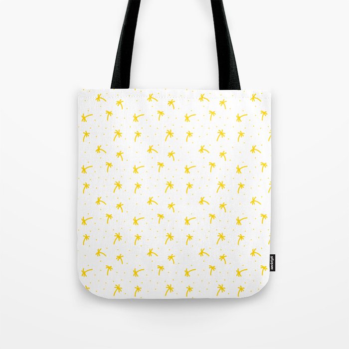 Yellow Doodle Palm Tree Pattern Tote Bag