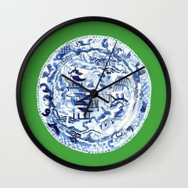 CHINOISERIE PLATE ON EMERALD Wall Clock