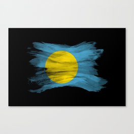 Palau flag brush stroke, national flag Canvas Print