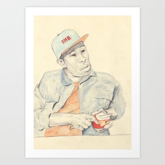 Tyler with an apple Art Print