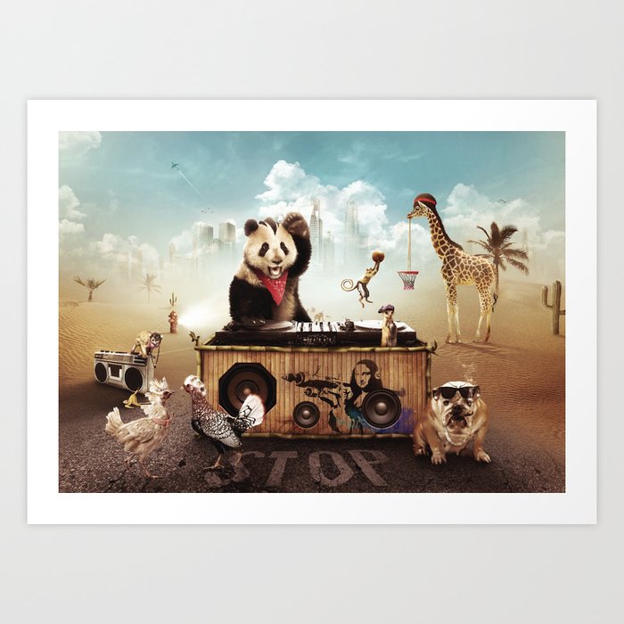 Party Animals Art Print | Animals, Illustration, Humor, Digital