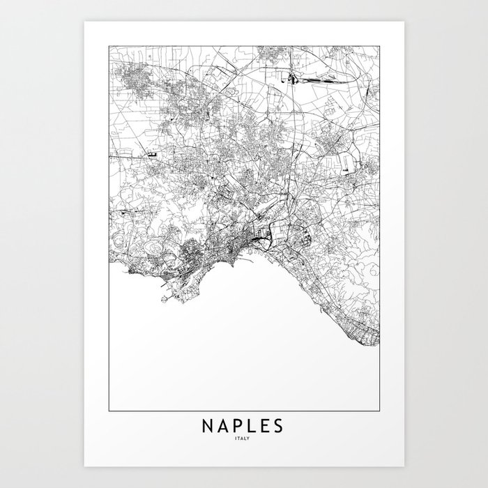 Naples White Map Art Print