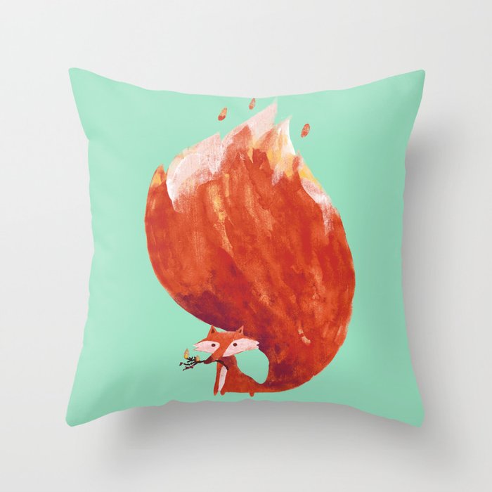Kitsune (Fox of fire) Throw Pillow