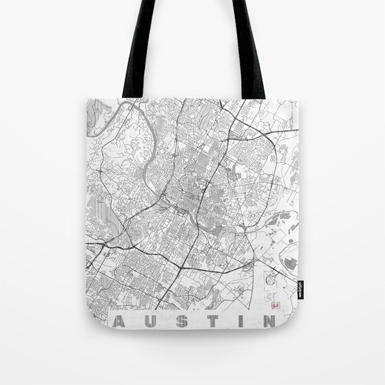 Austin Map Line Tote Bag