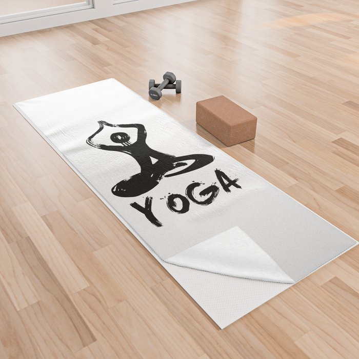 Amazing sketch man in yoga lotus pose . Yoga Towel