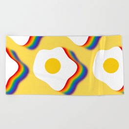 Rainbow fried egg pattern 4 Beach Towel