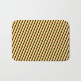 [ Thumbnail: Tan, Green, and Maroon Colored Lined/Striped Pattern Bath Mat ]