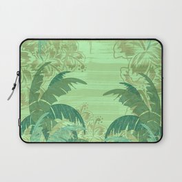 Polynesian Palm Trees And Hibiscus Shades Of Green Jungle Abstract Laptop Sleeve