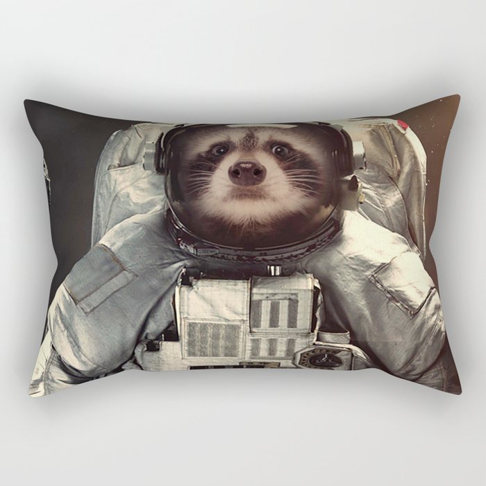 raccoon astronaut in the universe Rectangular Pillow