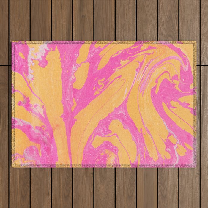 tie dye series: pink & tangerine Outdoor Rug