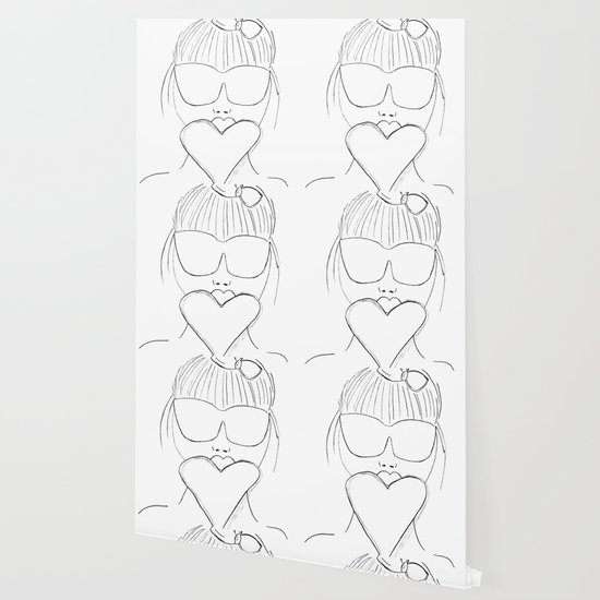 Sketch Of Girl With Sunglasses And A Big Heart Cute Girl Wallpaper By Jodilynpaintings Society6,Animal Line Drawing Easy