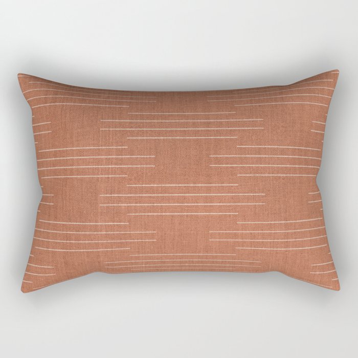 Minimalist, Boho, Line Art in Terracotta Rectangular Pillow