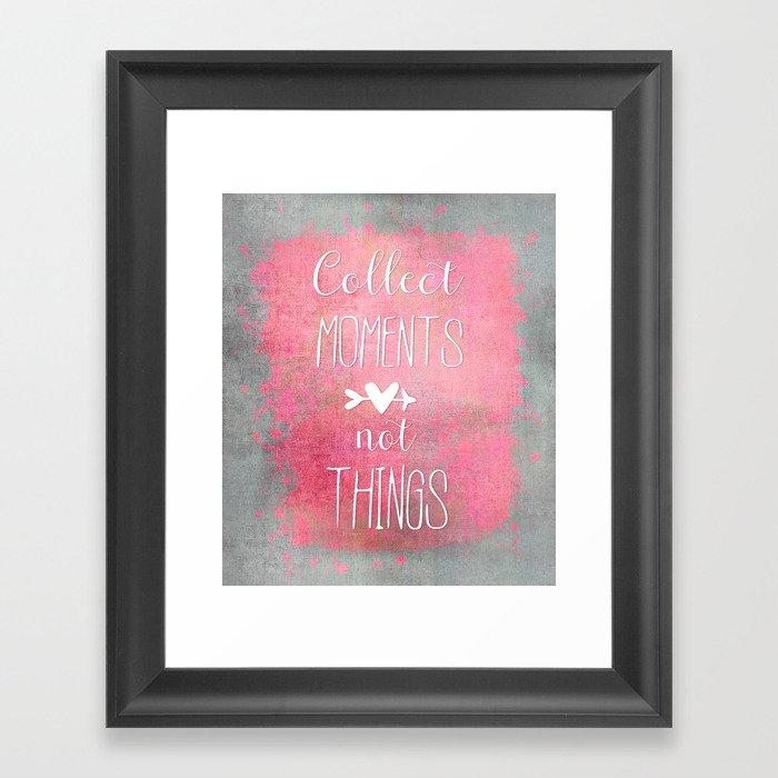 Collect Moments watercolor typography quote Framed Art Print