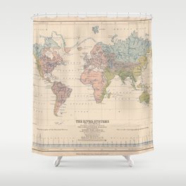 Vintage River Systems World Map (1852) Shower Curtain