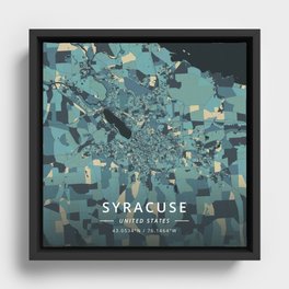 Syracuse, United States - Cream Blue Framed Canvas